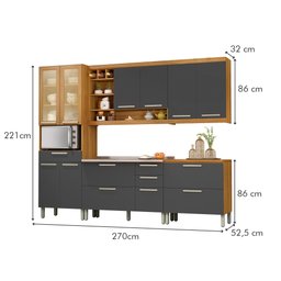 Cozinha Modulada 5 Peças Burguesa Premium Nesher 100% MDF Espresso Móveis - 19