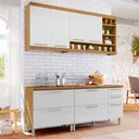 Ver imagem 1 de Cozinha Compacta Modulada 4 Peças Burguesa Premium 100% MDF Marrom/Amadeirado Freijó/Branco