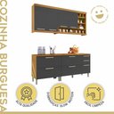 Ver imagem 3 de Cozinha Compacta Modulada 4 Peças Burguesa Premium 100% MDF Marrom/Amadeirado Freijó/Grafite