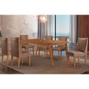 Ver imagem 4 de Sala Jantar Mesa Havana Tampo Curvo 180cm+6 Cadeiras Dafne Madeira Naturale - Capuccino/corano