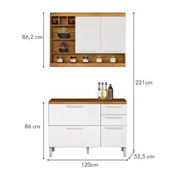 Cozinha Compacta Modulada 2 Peças Burguesa Premium 100% Mdf - 12