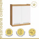 Ver imagem 6 de Armário de Cozinha Aéreo 2 Portas Burguesa Premium 100% MDF Marrom/Amadeirado Freijó/Branco