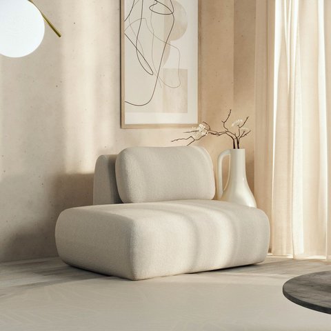 Sofá Modular Sumiê 80cm Esquerdo Orla CabeCasa MadeiraOriginals Bege Espuma do Mar