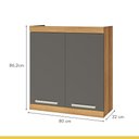 Ver imagem 5 de Armário de Cozinha Aéreo 2 Portas Burguesa Premium 100% MDF Marrom/Amadeirado Freijó/Grafite