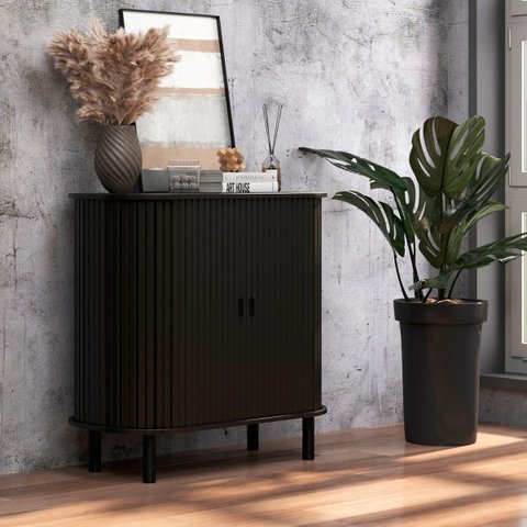 Armario Aparador Buffet Ripado com 2 Portas 90cm Ditália