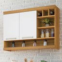 Ver imagem 1 de Armário de Cozinha Aéreo 2 Portas Nicho Adega Burguesa Premium 100% MDF Marrom/Amadeirado Freijó/Branco