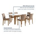 Ver imagem 5 de Conjunto Sala de Jantar 6 Lugares Retangular Tampo Vidro Base Madeira Maciça Mesa e Cadeiras Bella Marrom/Cinamomo/Off White/Linho Bege