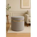 Ver imagem 1 de Puff com Cinta Dourada Superior Tecido de Linho