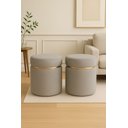 Ver imagem 3 de Puff com Cinta Dourada Superior Tecido de Linho