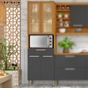 Ver imagem 1 de Paneleiro 4 Portas 1 Gaveta 1 Nicho para Forno Burguesa Premium 100% MDF Marrom/Amadeirado Freijó/Gr