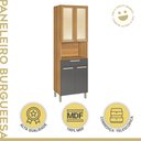 Ver imagem 3 de Paneleiro 4 Portas 1 Gaveta 1 Nicho para Forno Burguesa Premium 100% MDF Marrom/Amadeirado Freijó/Gr