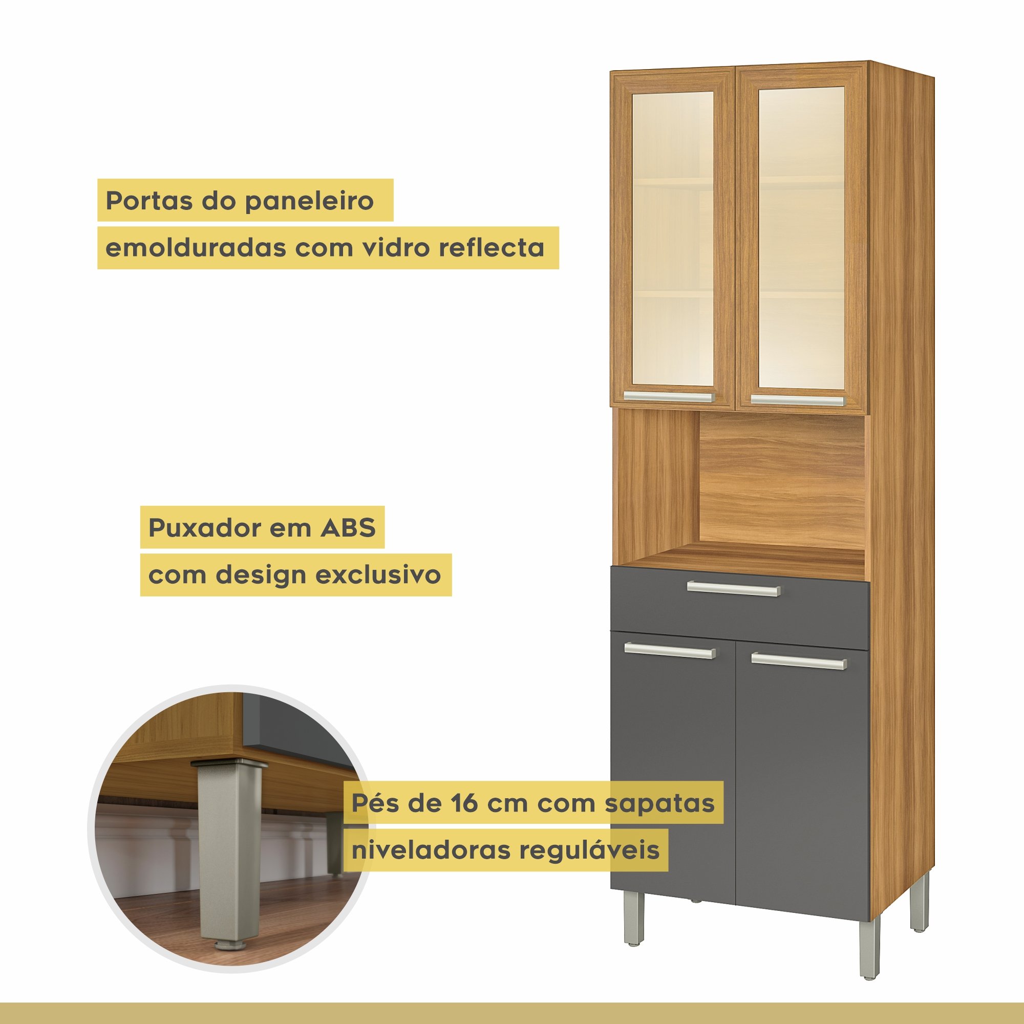 Paneleiro 4 Portas 1 Gaveta 1 Nicho Para Forno Burguesa Premium 100% Mdf - 4