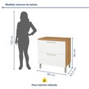 Ver mais imagens de Balcão de Cozinha com Tampo 1 Porta 1 Gaveta Burguesa Premium 100% MDF Marrom/Amadeirado Freijó/Branco