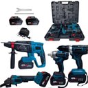 Ver imagem 1 de Kit 4 Ferramentas Eletrica Bateria Parafusadeira Martelete Furadeira Esmerilhadeira Obra Construçao 