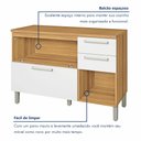 Ver imagem 5 de Balcão de Cozinha com Tampo 2 Portas 3 Gavetas Burguesa Premium 100% MDF Marrom/Amadeirado Freijó/Branco