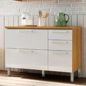 Balcão De Cozinha Com Tampo 2 Portas 3 Gavetas Burguesa Premium  100% Mdf