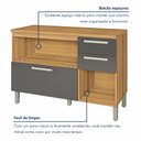 Ver imagem 5 de Balcão de Cozinha com Tampo 2 Portas 3 Gavetas Burguesa Premium 100% MDF Marrom/Amadeirado Freijó/Grafite