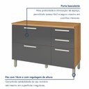 Ver imagem 3 de Balcão de Cozinha com Tampo 2 Portas 3 Gavetas Burguesa Premium 100% MDF Marrom/Amadeirado Freijó/Grafite