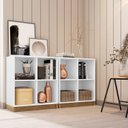 Ver imagem 1 de Conjunto Home Office com 2 Estantes para Livros 4 Nichos Cubic Caemmun