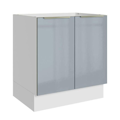 Balcão de Cozinha 70 cm 2 Portas (sem Tampo) Branco/Cinza Lux Madesa