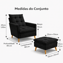 Ver imagem 7 de Kit Poltrona Reclinavel + Puff Amamentação Granada Tecido Veludo - Sofatec