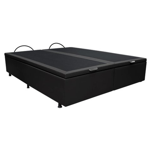 Base Box Baú para Cama Casal Queen 158x198cm Bipartido Liz S05 Corano Preto - Mpozenato