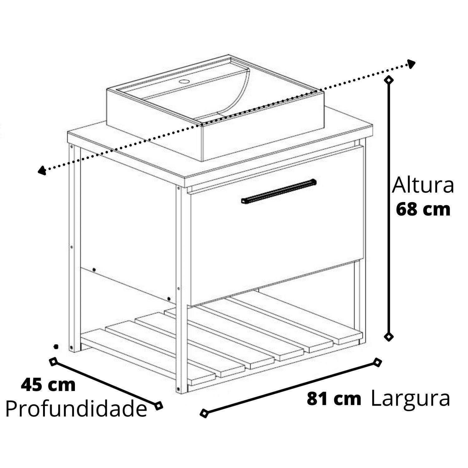 Gabinete para Banheiro com Cuba 80cm Palermo  - 3