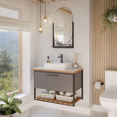 Gabinete para Banheiro com Cuba 80cm Palermo