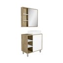 Ver imagem 5 de Armário Conjunto de Banheiro com Gabinete, Cuba e Espelheira Portas 80 cm Marrom/Carvalho Cartagena/