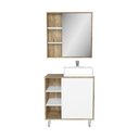 Ver imagem 2 de Armário Conjunto de Banheiro com Gabinete, Cuba e Espelheira Portas 80 cm Marrom/Carvalho Cartagena/