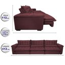 Ver imagem 2 de Sofá Retrátil e Reclinável 4,12m com Molas Ensacadas Cama inBox Aconchego Tecido Velusoft Vinho