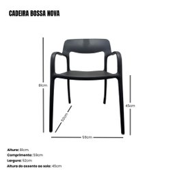 Kit 6 Cadeiras de Jantar em Polipropileno Bossa Nova Preto Empilhavel - 7