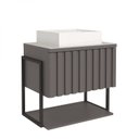 Ver imagem 1 de Gabinete para Banheiro Suspenso com Cuba 65cm Mdf Titanium Helsing Mgm Móveis