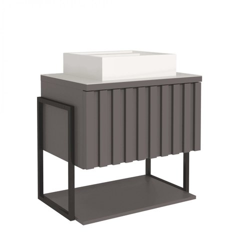 Gabinete para Banheiro Suspenso com Cuba 65cm Mdf Titanium Helsing Mgm Móveis