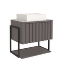 Ver imagem 2 de Gabinete para Banheiro Suspenso com Cuba 65cm MDF Titanium Helsing MGM Móveis Preto