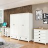 Conjunto Quarto: Guarda-roupa 4 Portas, Escrivaninha, Cômoda 4 Gavetas Topázio Branco/freijó Madeira - 1