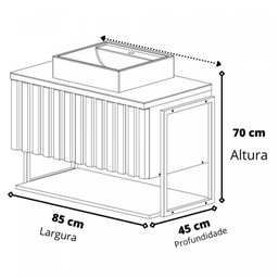 Gabinete para Banheiro com Cuba 85cm MDF Helsing  - 3