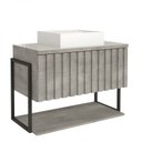 Ver imagem 2 de Gabinete para Banheiro com Cuba 85cm MDF Helsing Cinza/Cimento