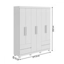 Ver imagem 4 de Guarda-roupa Casal Zeus 6 Portas 4 Gavetas Branco - Móveis Lopas