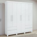Ver imagem 1 de Guarda-roupa Casal Zeus 6 Portas 4 Gavetas Branco - Móveis Lopas