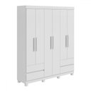 Ver imagem 2 de Guarda-roupa Casal Zeus 6 Portas 4 Gavetas Branco - Móveis Lopas