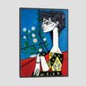 Quadro Picasso Jacqueline Com Flor Tela Moldura Preta 95X63Cm - 1