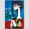 Quadro Picasso Jacqueline Com Flor Tela Moldura Preta 95X63Cm - 2
