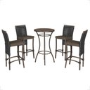 Ver imagem 1 de Mesa Bistrô e 4 Banquetas Roma Marrom Corda Estofado 9 Trama Preto