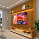 Ver imagem 1 de Rack Com Painel Com Rodízio Para Sala 85 Polegadas Naturale Off White Nobre Gelius