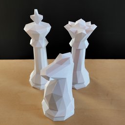 Estatuetas Rei, Rainha E Cavalo - Peças decorativas De Xadrez - Decoração:Branco - 2