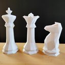 Ver imagem 1 de Estatuetas Rei, Rainha E Cavalo - Peças decorativas De Xadrez - Decoração:Branco