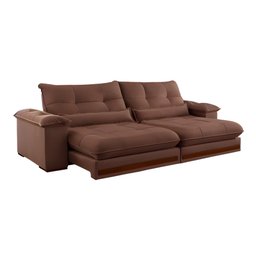 Sofa Qatar Retratil e Reclinavel 2,50 Metros Trevo Cor Veludo Marrom - 1