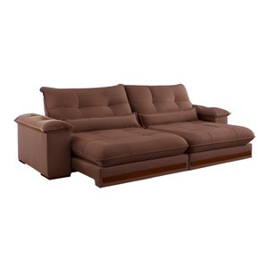 Sofa Qatar Retratil e Reclinavel 2,50 Metros Trevo Cor Veludo Marrom