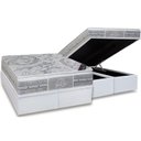 Ver imagem 1 de Cama Box Baú Queen: Colchão Molas Ensacadas Castor Pocket Super Luxo Látex SLX + Base CRC Suede Gray